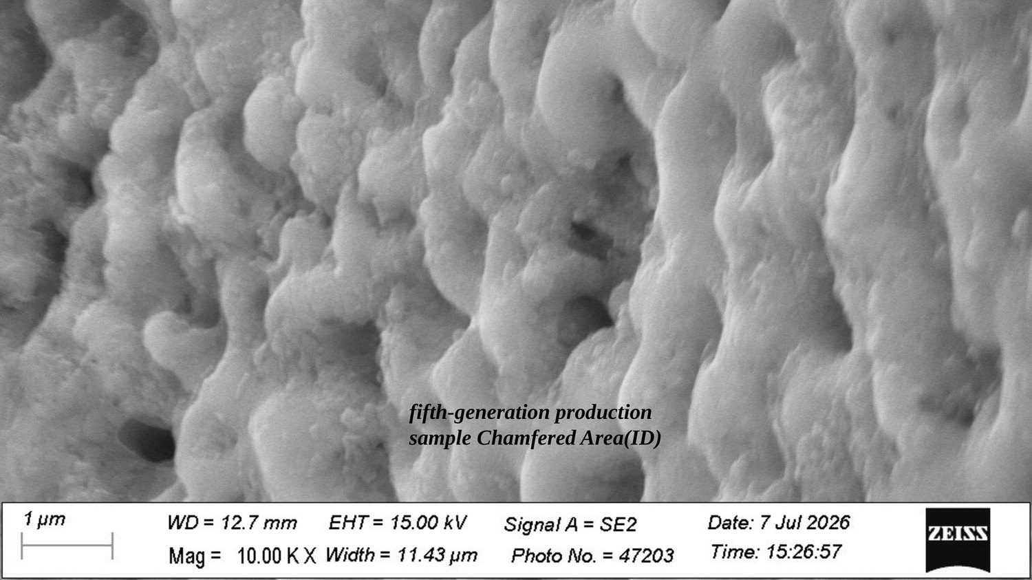 SEM of the inner chamfer face at 10,000 times
